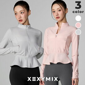 ゼクシィミックス xexymix ジップアップ ジャケット 接触冷感 ハイネック フレア かわいい レディース ジャケット ランニング アウター スポーツウェア トレーニングウェア ランニングウェア ジムウェア 防風 ゼクシーミックス xfl2jl1004
