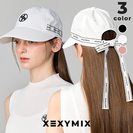 ゼクシィミックス xexymix ゴルフ ボールキャップ リボン付き 小顔効果 吸汗 レディース ワイド 帽子 ゴルフウェア GOLF ゴルフキャップ スポーツキャップ 日除け フェミニン 日差しカット ゴルフ女子 テニス ゼクシーミックス xfl5ac1706