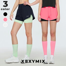 ゼクシィミックス xexymix ショートパンツ インナー付き ハーフパンツ レディース ランニングウェア ボトムス 撥水 リフレクター 夜ラン ヨガパンツ ヨガウェア トレーニングウェア フィットネスウェア ジムウェア RX ゼクシーミックス xfl1ps1002