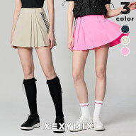 ゼクシィミックス xexymix プリーツ スカート インナーショーツ付き UVカット 撥水 サイド配色 ゴルフウ…