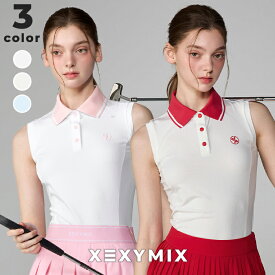 ゼクシィミックス xexymix ゴルフウェア ノースリーブ 配色 ポロネック レディース GOLF ゴルフトップス ゴルファー ゴルフ女子 おしゃれ ゴルフ かわいい ゴルフ ゼクシーミックス xfl2qe1204
