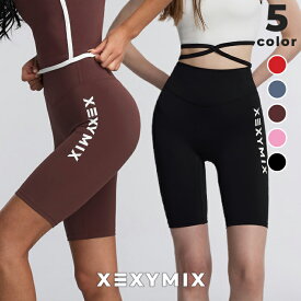 ゼクシィミックス xexymix レギンス 4.5分丈 水陸両用 UVカット 吸汗速乾 耐塩素 ロゴ入り ヨガウェア レディース ピラティスウェア ボトムス ショート丈 スイムウェア ウォータースポーツ 水着 トレーニングウェア ジムウェア ゼクシーミックス xfl2ws1422