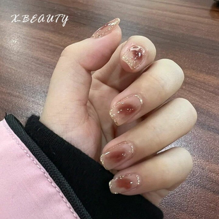 楽天市場 ネイルチップ ショート ピンク 朱色 キラキラ 飾り付け おしゃれ 美人 レディース おうちネイル 高級感 美人 大人 アート 美しい 秋 冬 披露宴 成人式 デート 卒業式 紅葉狩り 遊園地 送料無料 大人気 付け爪 つけ爪 貼るネイル 接着剤 研磨紙 Xfun 楽天市場店
