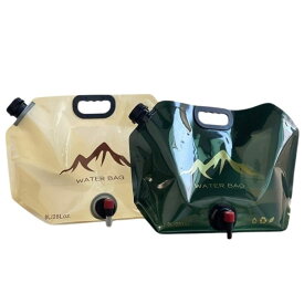 2枚セット 水袋 車載水袋 ウォーターバッグ 8L ピクニック キャンプ 折りたたみ 大容量 収納可能 折りたたみ式 水タンク アウトドア 水バッグ 5L 水容器 軽い ハンディー 折り畳み 防災 水収納 バッグ 蛇口 水栓 2枚 送料無料