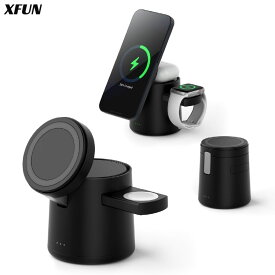 【厳選｜日本企業】AirPods watch iPhone 充電器 ワイヤレス スタンド 3-in-1 ワイヤレス充電 同時充電 給電式 USB-C 充電器 15W 急速充電 マグネット パワーハブ 急速充電器 滑り防止 magsafe 充電 テクノロジー アップル お勧め 送料無料