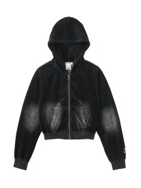 X-girl/(W)FADED VELOUR COMPACT ZIP UP HOODIE X-girl エックスガール トップス パーカー・フーディー ブルー ブラック ブラウン【送料無料】[Rakuten Fashion]