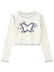 �ySALE�^30%OFF�zSTAR FLUTTER BUTTERFLY L/S BABY TEE X-girl �G�b�N�X�K�[�� �g�b�v�X �J�b�g�\�[�ET�V���c �u���b�N �J�[�L�O���[�� �z���C�g�yRBA_E�z�y���������z[Rakuten Fashion]