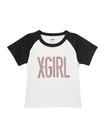 RHINESTONE VERTICAL LOGO RAGLAN S/S BABY TEE X-girl エックスガール トップス カットソー・Tシャツ ブラック ホワイト ピンク【送料無料】[Rakuten Fashion]
