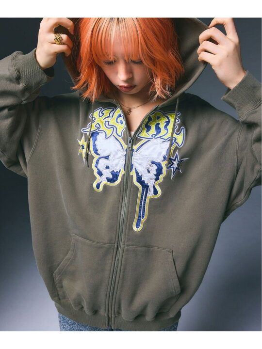 楽天市場】BUTTERFLY ZIP UP HOODIE X-girl X-girl エックスガール 