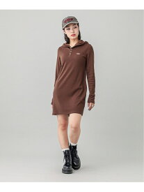 【SALE／50%OFF】RIB HOODIE DRESS X-girl X-girl エックスガール ワンピース・ドレス ワンピース ブラック ブラウン【RBA_E】【送料無料】[Rakuten Fashion]