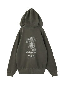 X-girl/(W)MIX LOGO & FACE FADED ZIP UP SW HD X-girl エックスガール トップス パーカー・フーディー ネイビー ピンク ブラック【送料無料】[Rakuten Fashion]