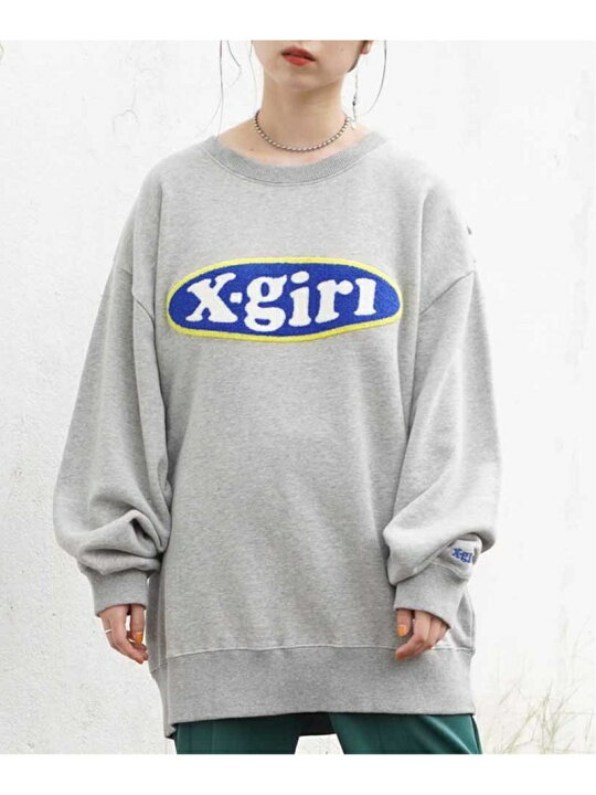 楽天市場 Sale 30 Off Chenille Embroidery Oval Logo Crew Sweat Top トレーナー X Girl X Girl エックスガール カットソー スウェット グレー ブラック パープル Rba E 送料無料 Rakuten Fashion X Girl エックスガール