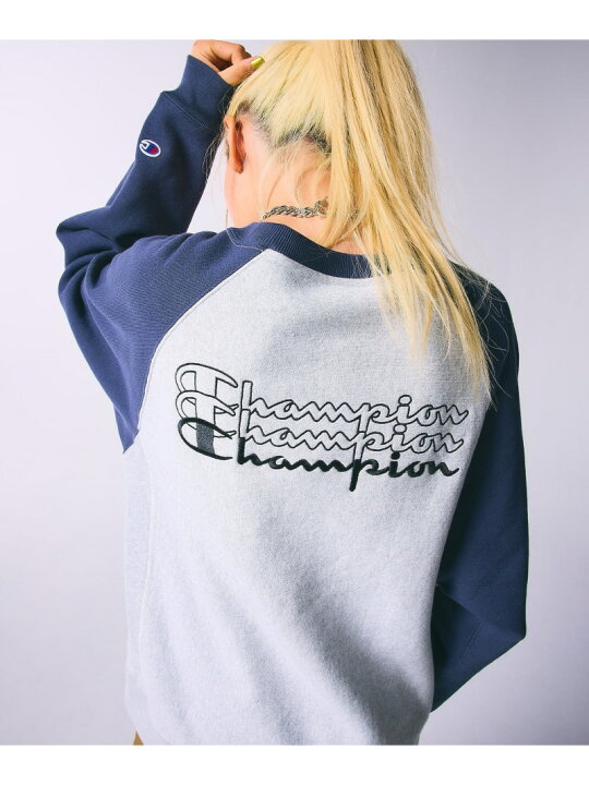 楽天市場】X-girl x Champion REVERSE WEAVE R RAGLAN SWEAT TOP X 