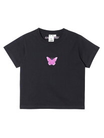 EMBROIDERED BUTTERFLY LOGO S/S BABY TEE Tシャツ X-girl X-girl エックスガール トップス カットソー・Tシャツ ブラック ピンク ホワイト【送料無料】[Rakuten Fashion]