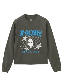 STAR AND FACE LOGO FADED L/S TEE 【X-girl】 X-girl エックスガール トップス カットソー・Tシャツ カーキグリーン ブラウン ブラック【送料無料】[Rakuten Fashion]