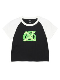 WHIRLPOOL S/S RAGLAN SLEEVE BABY TEE Tシャツ X-girl X-girl エックスガール トップス カットソー・Tシャツ ブラック ホワイト【先行予約】*【送料無料】[Rakuten Fashion]