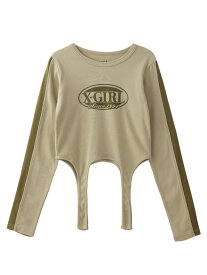 【SALE／30%OFF】OVAL LOGO GARTER L/S TOP 【X-girl】 X-girl エックスガール トップス カットソー・Tシャツ ブラック ベージュ ピンク【RBA_E】【送料無料】[Rakuten Fashion]