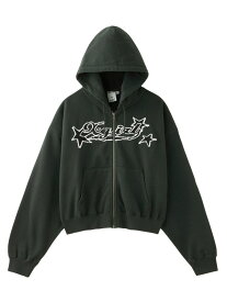 X-girl STAR LOGO ZIP UP HOODIE 【X-girl】 X-girl エックスガール トップス パーカー・フーディー ブルー カーキグリーン ブラック【送料無料】[Rakuten Fashion]