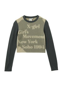 X-girl/(W)HAZY LOGO L/S BABY TEE X-girl エックスガール トップス カットソー・Tシャツ ベージュ ホワイト【送料無料】[Rakuten Fashion]