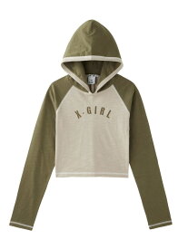 RAGLAN L/S HOODIE 【X-girl】 X-girl エックスガール トップス パーカー・フーディー ブラック ベージュ ホワイト【送料無料】[Rakuten Fashion]