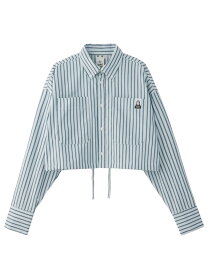 FACE LABEL CROPPED L/S SHIRT 【X-girl】 X-girl エックスガール トップス シャツ・ブラウス ホワイト ピンク ブルー【送料無料】[Rakuten Fashion]