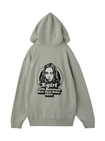 X-girl/(W)MESSAGE AND FACE ZIP UP SWEAT HOODIE X-girl エックスガール トップス パーカー・フーディー カーキグリーン ブラック グレー【送料無料】[Rakuten Fashion]