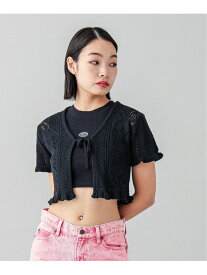 BUTTERFLY CROCHET CARDIGAN カーディガン X-girl X-girl エックスガール トップス カーディガン ブラック カーキ ホワイト【先行予約】*【送料無料】[Rakuten Fashion]