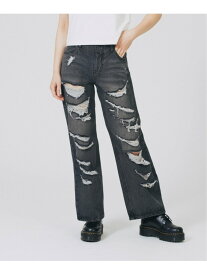 RIPPED DENIM PANTS パンツ X-girl X-girl エックスガール パンツ ジーンズ・デニムパンツ ブラック ブルー【先行予約】*【送料無料】[Rakuten Fashion]