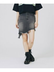 RIPPED DENIM SKIRT スカート X-girl X-girl エックスガール スカート ミディアムスカート ブラック ブルー【先行予約】*【送料無料】[Rakuten Fashion]