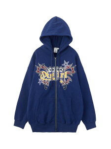 BUTTERFLY EMBLEM ZIP UP SWEAT HOODIE X-girl �G�b�N�X�K�[�� �g�b�v�X �X�E�F�b�g�E�g���[�i�[ �u���E�� �u���b�N �l�C�r�[�y��s�\��z*�y���������z[Rakuten Fashion]