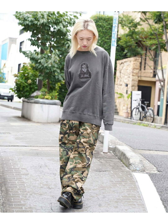 楽天市場】FACE PIGMENT DYED SWEAT TOP トレーナー X-girl X-girl 