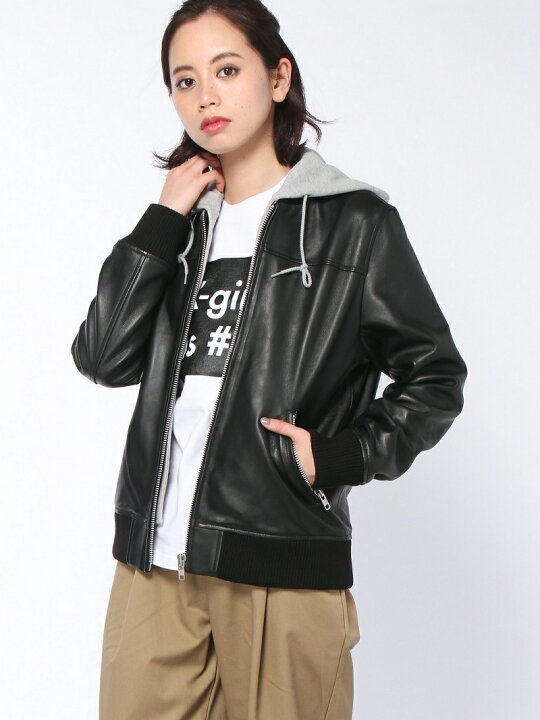 楽天市場】【SALE／40%OFF】HOODED LEATHER BLOUSON X-girl エックス 