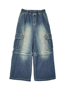 FADED 2WAY WIDE LEG DENIM CARGO PANTS X-girl �G�b�N�X�K�[�� �p���c ���̑��̃p���c �l�C�r�[�y���������z[Rakuten Fashion]
