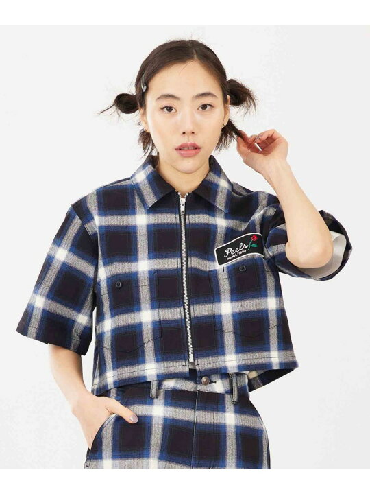 楽天市場】【SALE／50%OFF】X-girl × PEELS PLAID ZIP UP CROPPED 