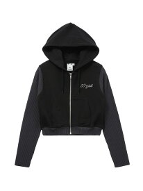 X-girl/(W)SWEAT AND KNIT ZIP UP HOODIE X-girl エックスガール トップス パーカー・フーディー ブラック ブラウン【送料無料】[Rakuten Fashion]