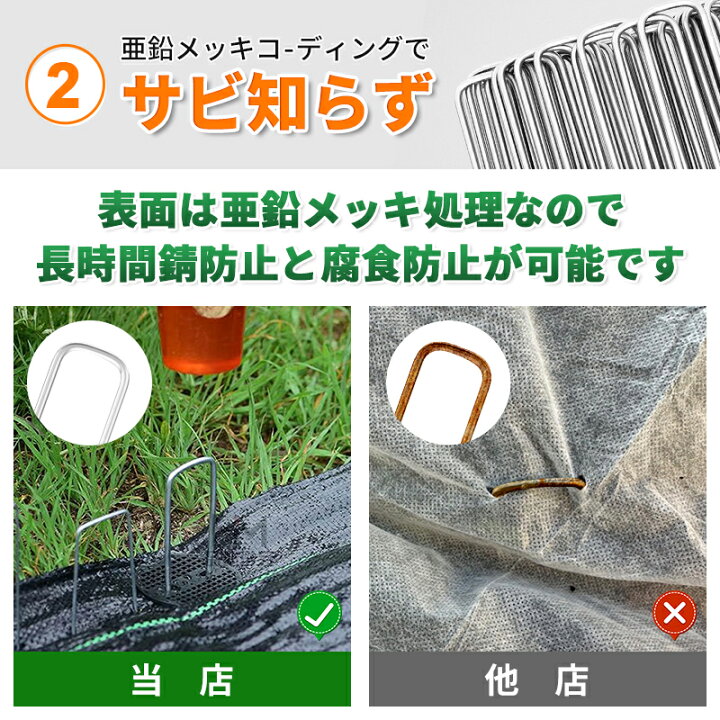 楽天市場】XiaZ Uピン杭 黒丸付き 防草シート 固定用 押さえピン 固定 