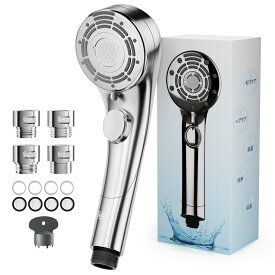 シャワーヘッド マイクロナノバブル 高洗浄力 6段階水流モード 【ミストシャワー & 超微細泡】 超節水 最大87% 手元止水 極細水流 肌ケア 美髪保湿 毛穴汚れ除去 4種類アダプター付き 水漏れ防止 高水圧 増圧 低水圧改善 取付簡単 国際汎用基準 浴室用 Shower Head シルバー