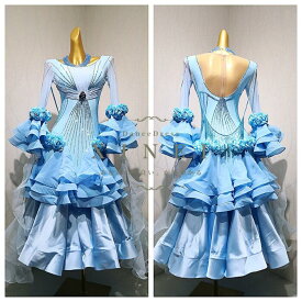 【受注生産・セミオーダー】社交ダンス　ドレス　ダンスドレス　ダンス衣装　発表会　ステージ衣装　モダンドレス　ラテンドレス　スカート　競技用　デモ用　練習用　ワンピース　パーティードレス　ダンスウエア　トップス　スタンダードドレス　MK250　【XINEI】