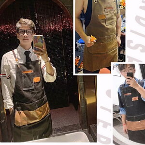 エプロン メンズ おしゃれ フリーサイズ ポケット ワークエプロン 作業用 ロングエプロン 男女兼用 レディース カジュアル カフェ 厚手 丈夫 無地 シンプル 美容師 女性 キッチン アウトドア