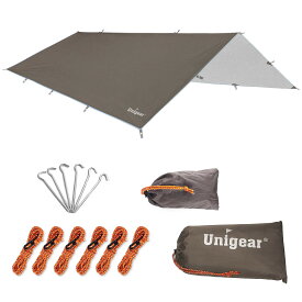 Unigear 防水タープ レクタタープ キャンプ タープ テント 軽量 日除け 高耐水加工 紫外線カット 遮熱 サンシェルター ポータブル 天幕 シェード アウトドア 収納ケース付 2-6人用 4サイズ Lサイズ