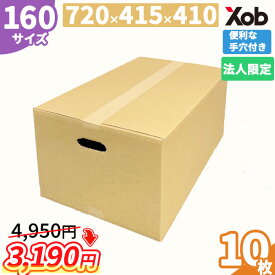 【数量限定35％オフ！！】【法人様限定】【持ち手穴付き】160サイズ　ダンボール(720x415x410) 10枚 送料無料(北海道・沖縄・離島は除く)　取っ手付き 引っ越し 宅配 段ボール ダンボール箱 引越し 引越し用 通販 宅配　収納　梱包　日本製