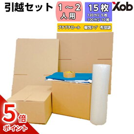 【期間限定ポイント5倍！】【即日出荷可能】引っ越しセット 段ボール15枚(1〜2人用) 布団袋付き 段ボール15枚 プチプチロール1本 透明テープ1巻 布団袋1枚 送料無料(北海道・沖縄・離島は除く) 段ボール ダンボール 引っ越し 引越し 引越 ひっこし ダンボール箱　新生活