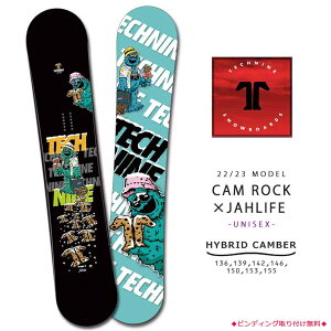 スノーボード 板 メンズ レディース 単品 2023 TECH NINE テックナイン CAM ROCK×JAHLIFE グラトリ ハイブリッド キャンバー ボード かわいい キャラクター 黒