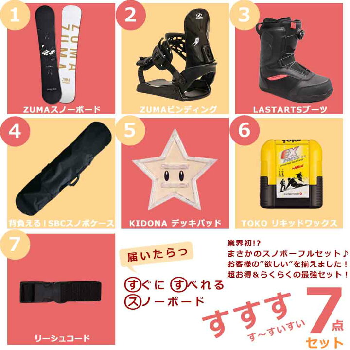 楽天市場】スノーボード 板 メンズ セット 7点 2025 ZUMA ツマ 