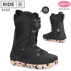 スノーボード ブーツ BOA レディース RIDE ライド SAGE ダイヤル ダイアル式 24-25 2025モデル ブランド 初心者 お洒落 大きいサイズ 23cm - 25.5cm ブラック 黒