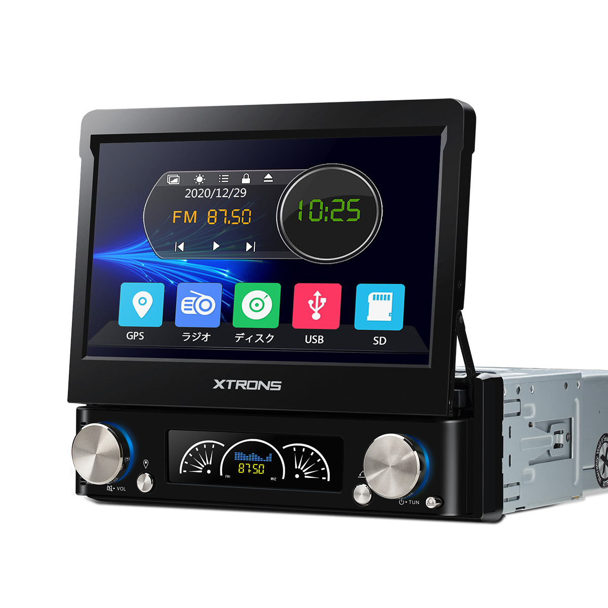 汎用型 最新1DINモデル D729Y XTRONS 1DIN 7インチ カーオーディオ 倉庫 DVDプレーヤー 1年保証付 角度調整可 SD USB モニター収納可 多彩なLED 正規逆輸入品 Bluetooth タッチスクリーン