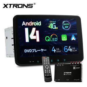 XTRONS 2DIN J[ir 10.1C` DVDv[[ Android14  WCZT ]\j^[ nfW er^b` QLED 1280*720掿 8RA 4GʐM SIMΉ J[I[fBI Bluetooth iPhone C