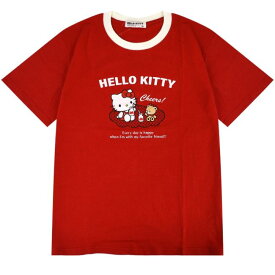 ハローキティ 半袖 Tシャツ プリント キャラクター 赤 レトロ アメリカン M L LL 部屋着 ルームウェア ビッグシャツ 大人 レディース メンズ ユニセックス ゆったり かわいい 白T 白いTシャツ サンリオ Sanrio ペアルック サンリオキャラクターズ