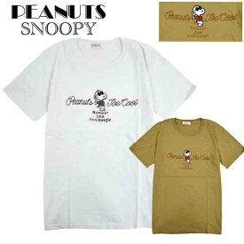 【送料無料】　Snoopy スヌーピー 刺繍 半袖 サンリオ BIG Tシャツ M L LL XL 2L レディース メンズ ユニセックス 大きめ オーバーサイズ peanut ピーナッツ ホワイト 白 白T モカベージュ チェーンステッチ 綿100% パロディ キャラクター 可愛い 大人 男性 女性 サングラス