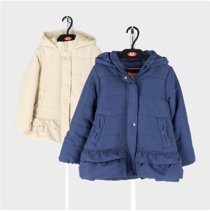 楽天市場 アウター 女の子 キッズ 子供 冬 子供服 中綿 ジャケット 110 1 130 オフホワイト ベージュ ネイビー 女児 リボン フード フリフリ かわいい Wild Kids 楽天市場店